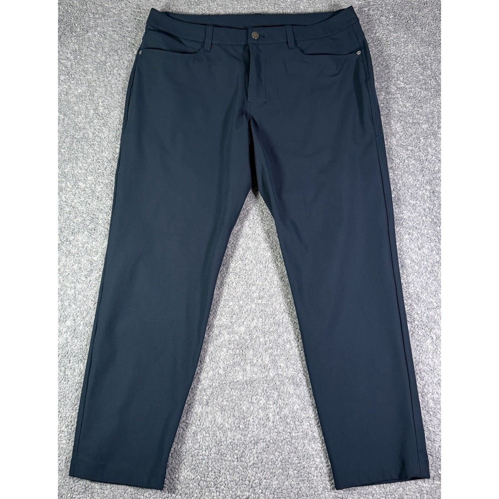 Lululemon ABC Slim-Fit Chino Pants Men 34x27 Navy Blue Warpstreme Stretch Active